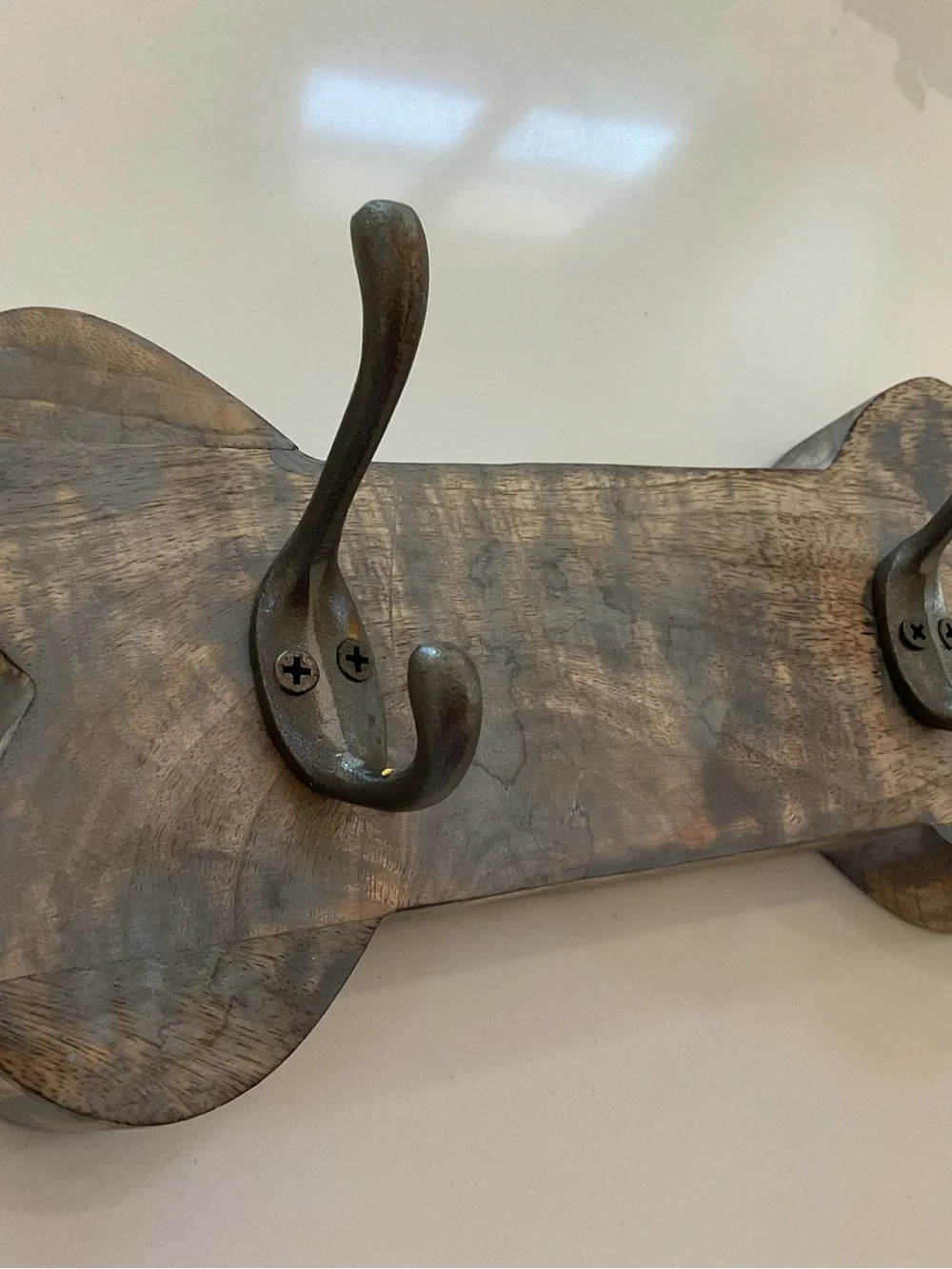 Rustic Brown Wood Bone Wall Hook Rack - Home Wall Decor